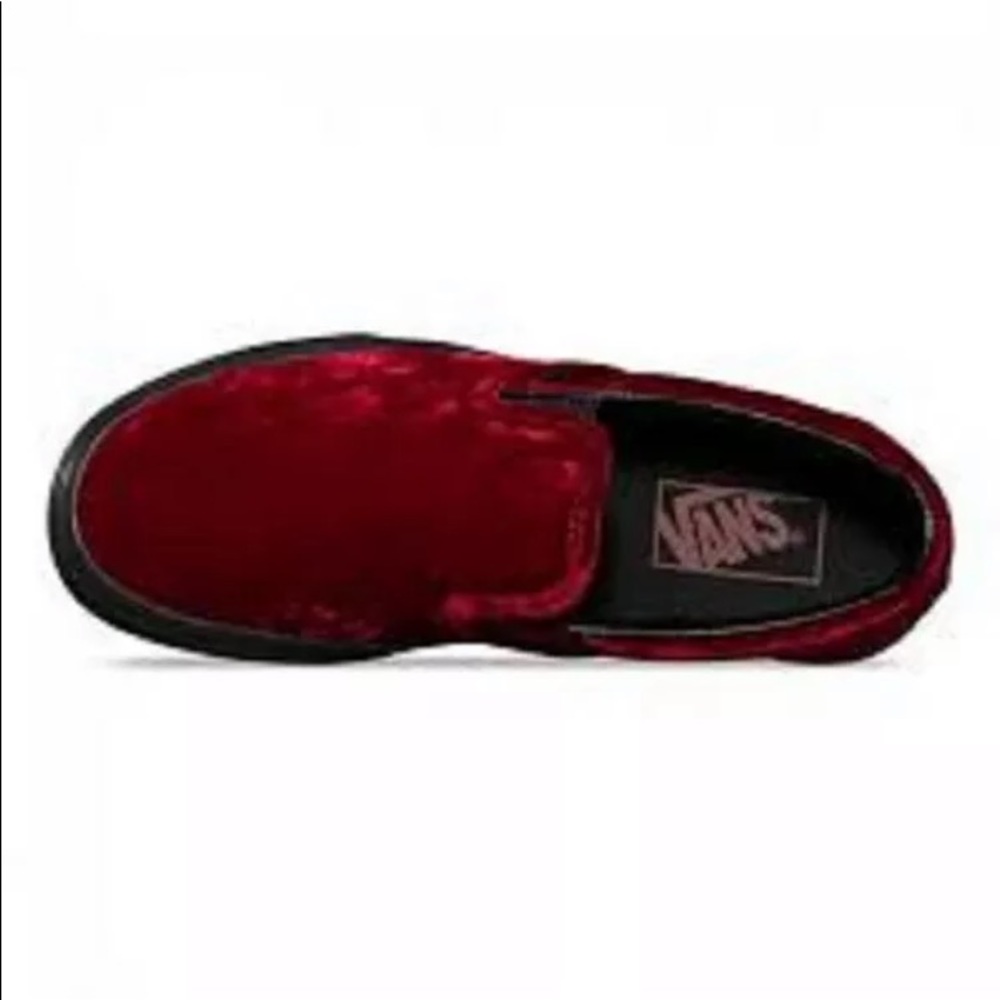 Vans slip on velvet red oxblood sneaker shoes blk - Picture 2 of 2